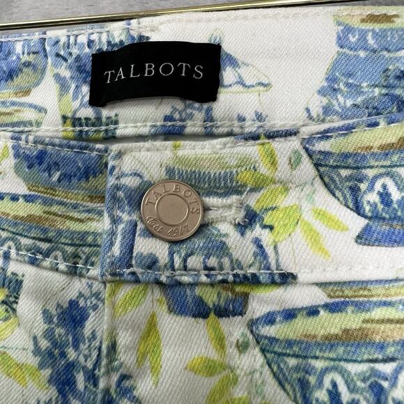 Talbots Jeans Womens Slim Ankle 10 Blue Green Watercolor Vases Pants Stretch++ - Picture 6 of 15